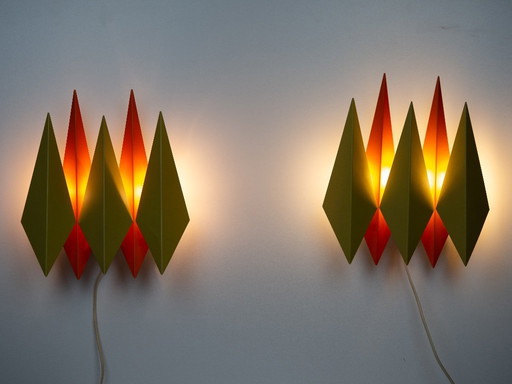 Paire de 2 appliques murales vintage danoises Diamant par Holm Sorensen, années 1960