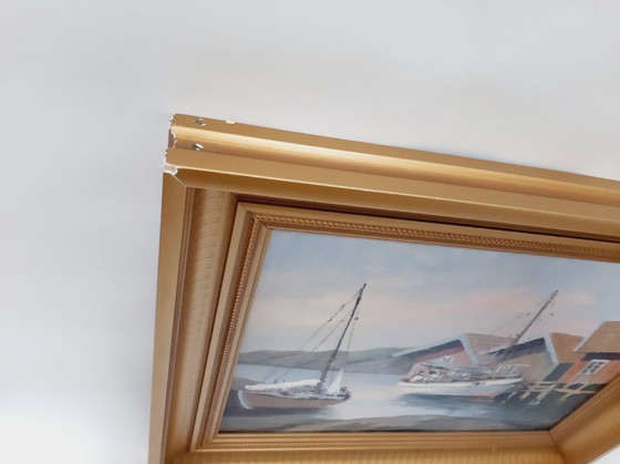 Image 1 of Peinture à l'huile originale vintage sur toile, œuvre d'art signée et encadrée