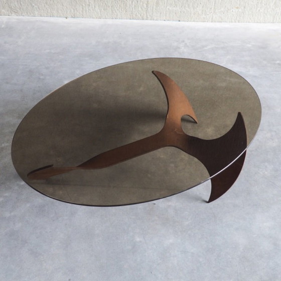 Propeller Oval Coffee Table by Knut Hesterberg for Ronald Schmitt – Metal, Glass (photo 14 of 14)
