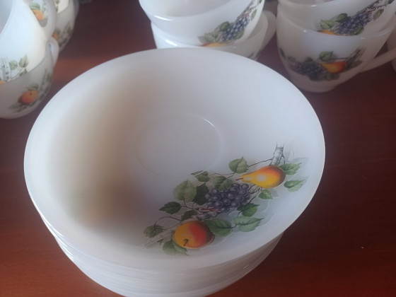 Image 1 of Large lot of vintage Arcopal Fruit de France dinnerware