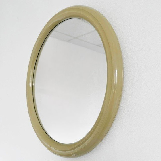 Image 1 of Vintage space age round mirror beige 1960's