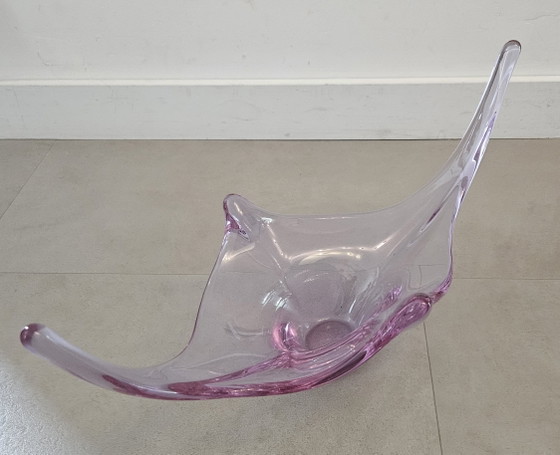 Image 1 of Glazen murano schaal lila