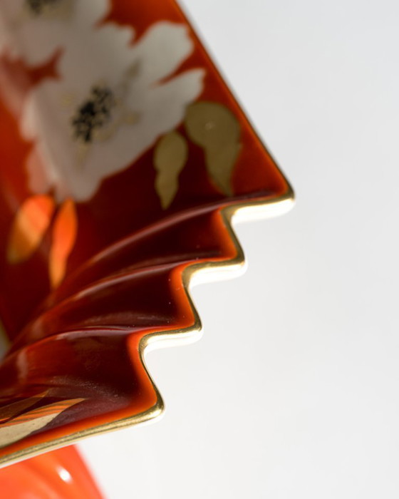 Image 1 of Large Art Deco Revival Floral Porcelain Centerpiece Bowl Schaubach Kunst Germany