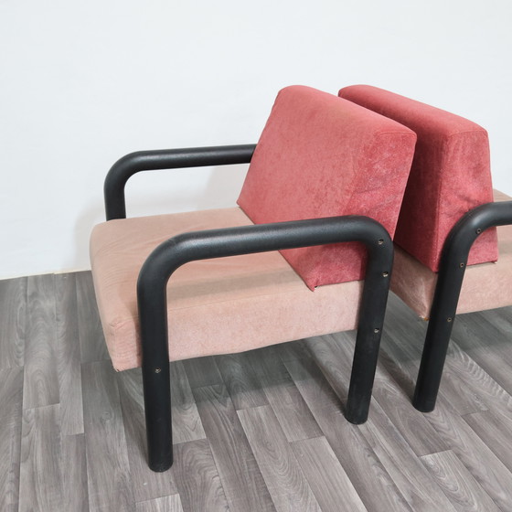 Image 1 of Paar postmoderne Memphis-stijl fauteuils uit de jaren 80, modern design