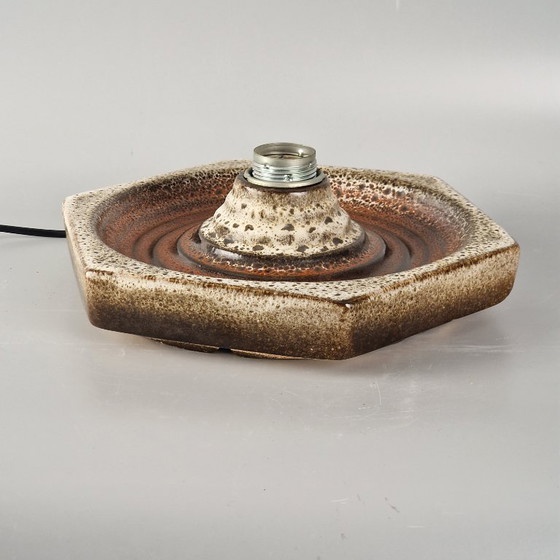 Image 1 of Vintage Wall or Ceiling Lamp by Hustadt Leuchten – Hexagonal Ceramic – Brown – 26 cm