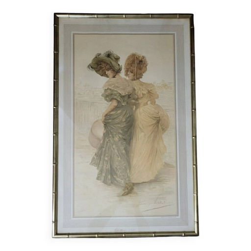 Lithograph, Frédérique Vallet-Bisson, Elegant, 1900s,