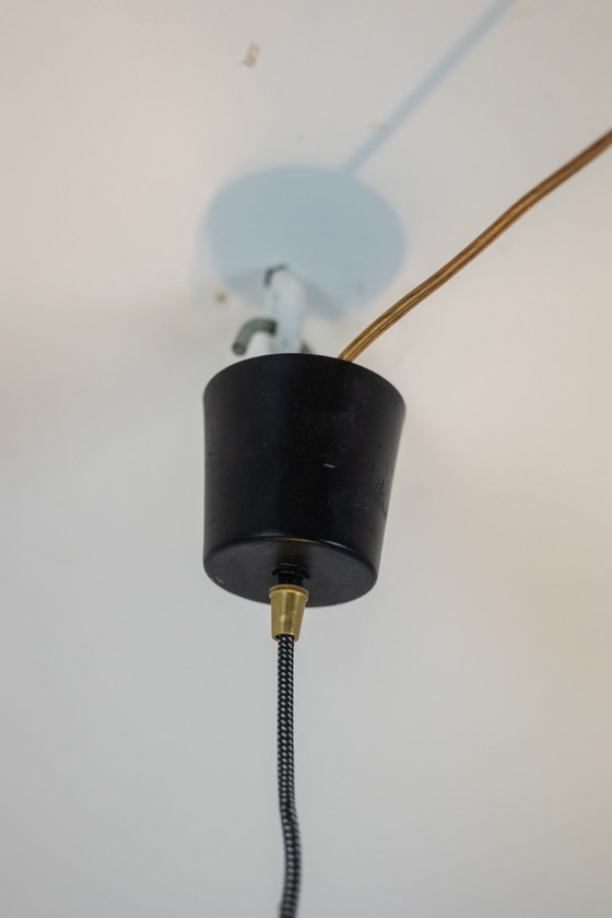 Image 1 of Suspension en métal laqué noir et chromé. Années 1960.