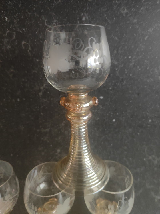 8 Copas de vino Fritz Heckert Hock, cristalería elegante, copa de vino alemana – Fritz Heckert Roemers (photo 3 of 10)