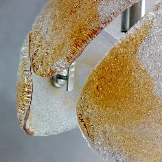 Image 1 of Rara lampada a sospensione in vetro soffiato a mano e cromo di Murano degli anni '60.