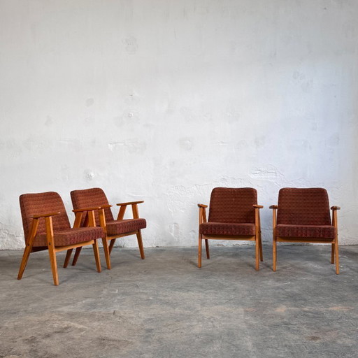 Ensemble de 4 fauteuils hongrois de style type 366, années 1960
