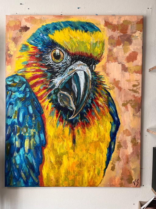 Schilderij papegaai 80 bij 100 cm