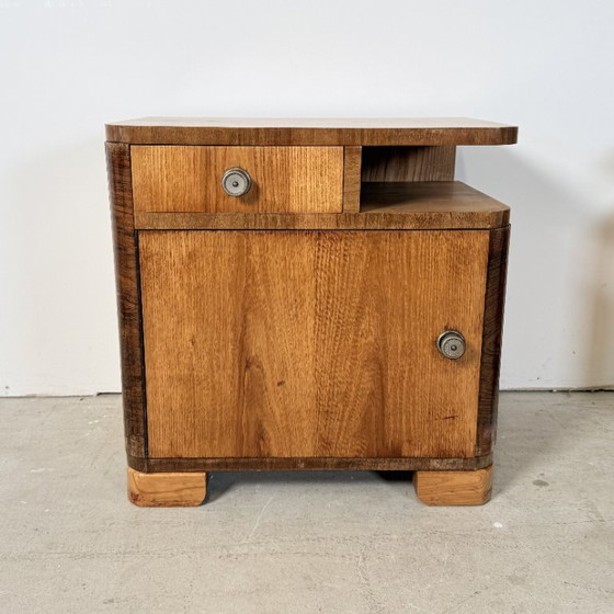 Set van Twee Art Deco Nachtkastjes, Streamline Design, Jaren '50 – Wood (photo 2 of 15)