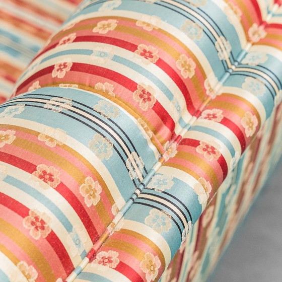 Image 1 of DIVANO 3 POSTI VINTAGE TESSUTO A RIGHE VEELKLEUR E LEGNO ANNI '50 VINTAGE MODERNARIATO
