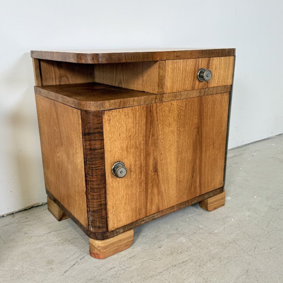 Set van Twee Art Deco Nachtkastjes, Streamline Design, Jaren '50 – Wood (photo 6 of 15)