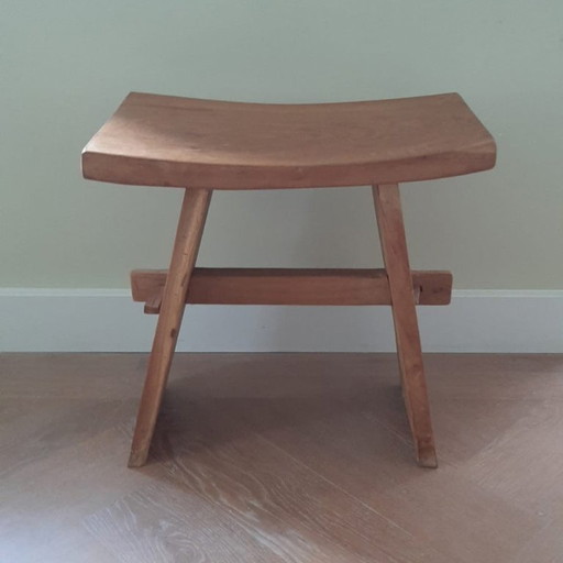 Two Japanese wooden stools, Japandi style.