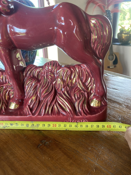 Image 1 of Cavalla JEAN in ceramica Art Déco francese degli anni '30 con puledro