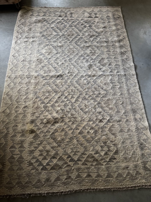 Kilim annodato a mano, tonalità della terra berbere, senza tempo