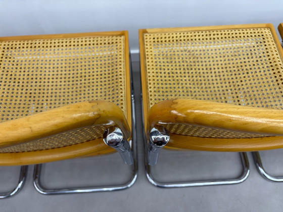 Lot de 4 chaises tubulaires Cesca en cannage, Chaises de salle à manger, Chrome, Rotin, Marron (photo 12 sur 15)