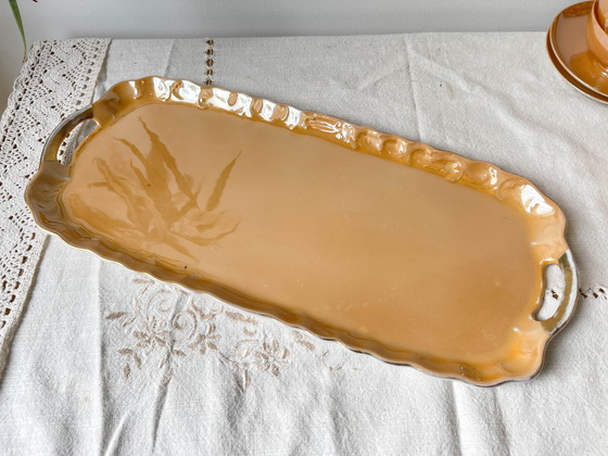 Image 1 of Service à Thé Vintage en Lustre Czecho-Slovaquia Victoria China Pêche Irisé 1950