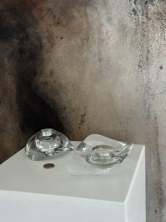 Image 1 of Ensemble de design danois, années 70, chandeliers, bougeoirs, verre, bougies coniques, porte-bougies chauffe-plat