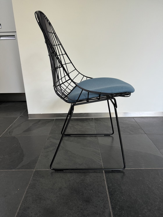 Image 1 of 6x Pastoe Wire Chairs With Blue Upholstery