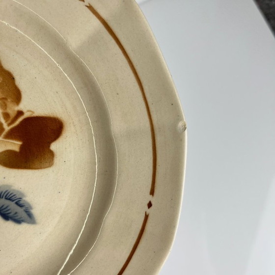 Image 1 of Set de 4 assiettes plates Sarreguemines motif fleur, première moitié du XXe siècle