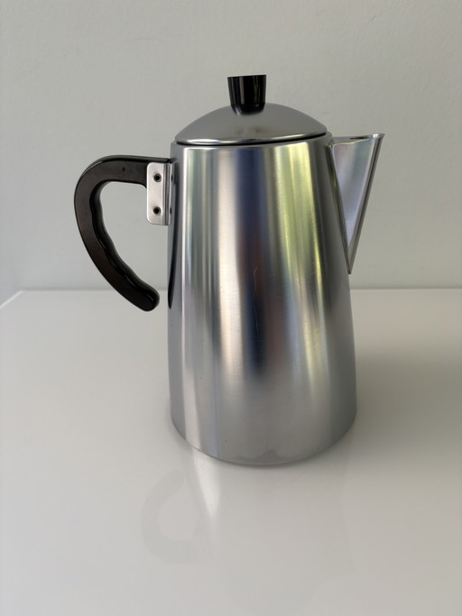 Cafetera vintage de acero inoxidable de doble pared de los años 70, marca Daalderop