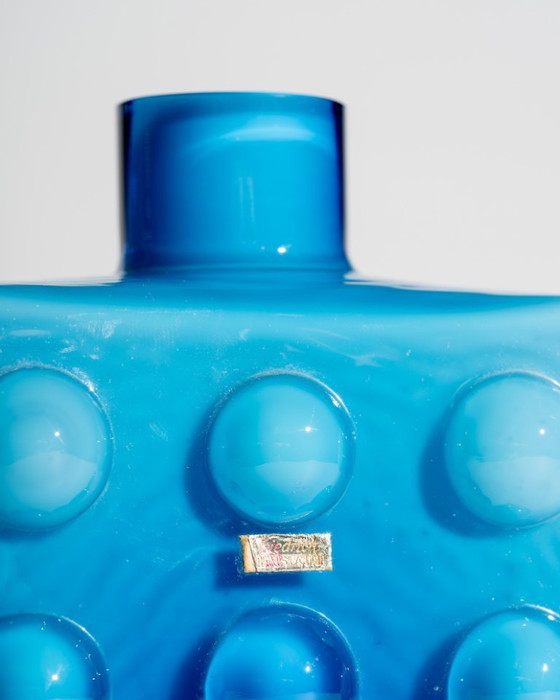 Image 1 of Friedrich Kristall “Bubble” Pop Art Vase – Blue Cased Glass, Germany, 1970s