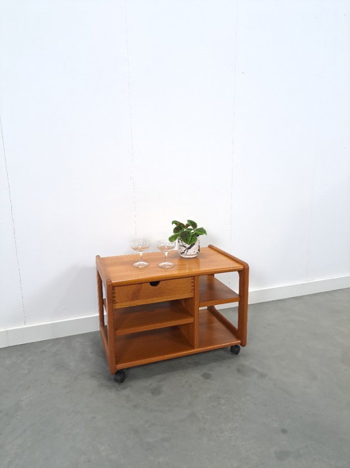 Carrito de audio danés de teca con cajón, mueble para TV