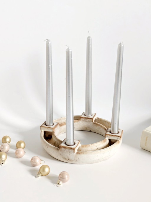 1970s Studio Ceramic Advent Wreath | Hans Nielsen Buch, Denmark