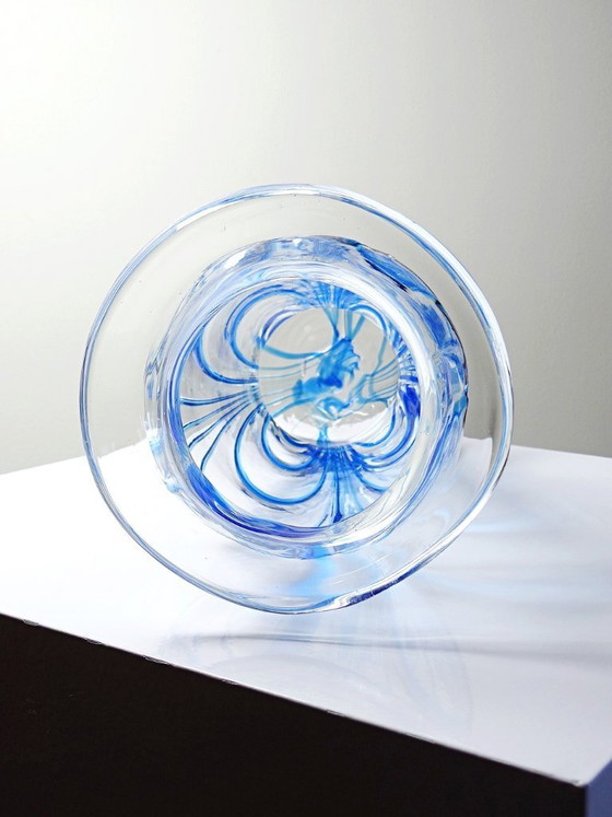 Image 1 of Large blue and transparent Murano blown glass vase, Italy, 1960s-70s