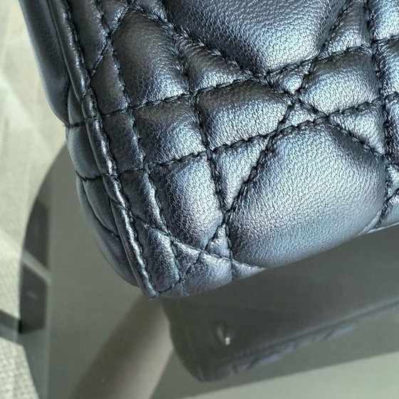 Image 1 of DIOR LADY MEDIUM - CANNAGE LAMBSKIN BLACK SILVER HARDWARE