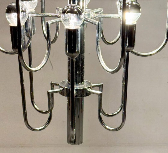 Image 1 of Mid-century chrome Sputnik chandelier by Gaetano Sciolari, Italy, 1970s