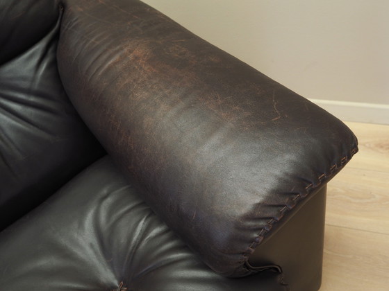 Image 1 of Bruine leren bank, Zwitsers ontwerp, jaren 1970, Vervaardiging: De Sede