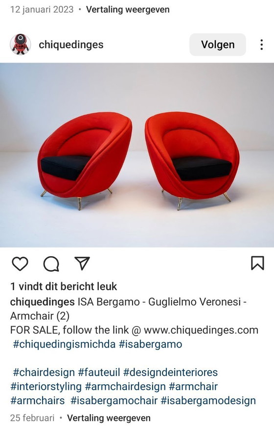 Image 1 of XL easy chair ISA Bergamo attr. Guglielmo Veronesi 