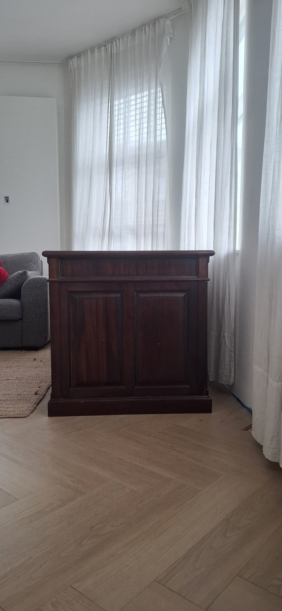 Image 1 of Solid wood desk with brass fittings