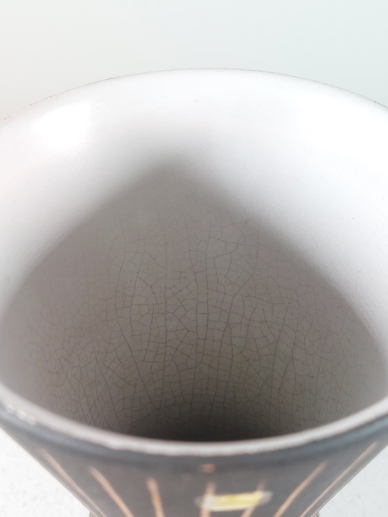 Image 1 of Vaso in ceramica da studio vintage della metà del secolo Steuler decoro in graffito