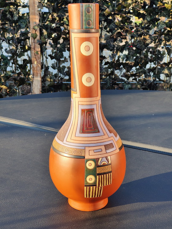 Image 1 of Large Hand-painted Studio Pottery Vase by Eduardo Vega (Artesa) – 40cm