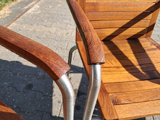 Image 1 of 4 Sillas de jardín de teca con acero inoxidable, apilables