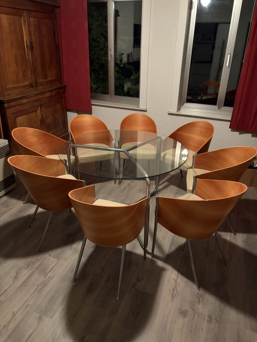Set of 8 Rare 'King Costes' Chairs by Philippe Starck for Driade Aleph (Early Edition) – eetkamerstoelen, Aluminium