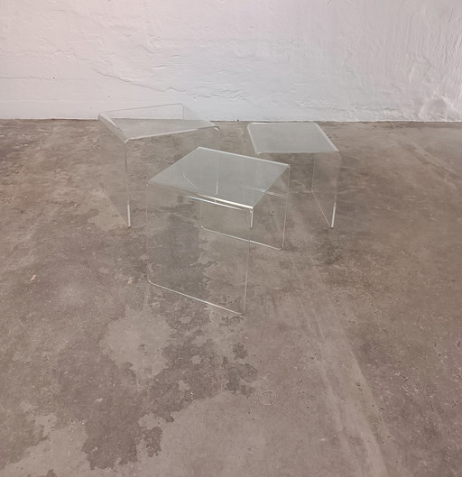 Vintage bijzettafels van plexiglas, set van 3
