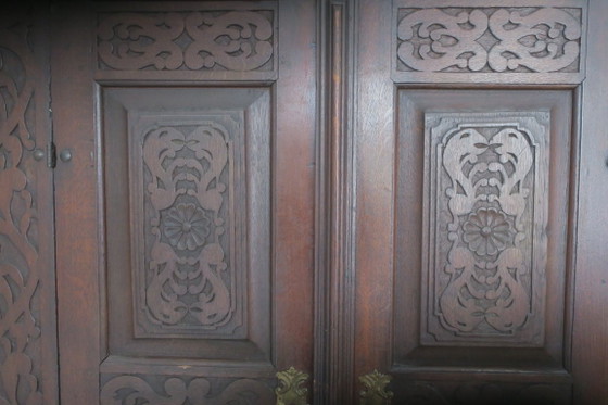 Image 1 of Antique Carved Oak Farmhouse Wardrobe, 1780