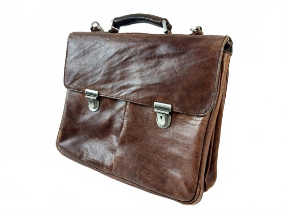 Image 1 of Vintage Leonhard Heyden Leren Brieventas / Laptoptas – Bruin