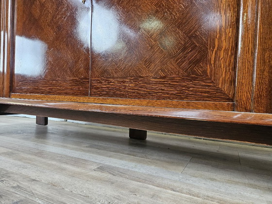 Image 1 of Art Decò oak sideboard for dining room with marble top