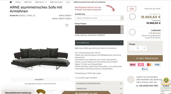 Image 1 of Divano di lusso B&B Italia Arne