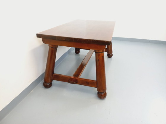 Image 1 of Brutalist rectangular dining table by Georges Robert in dark pine wood from the 1950s/60s