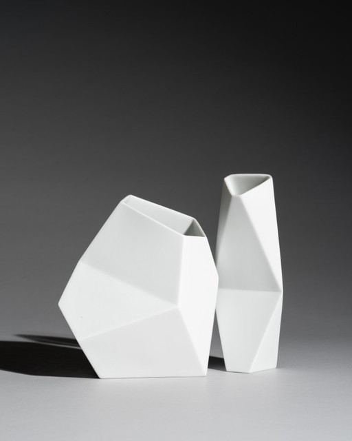 Rosenthal Bisque Porcelain Vase DUO by Achim Haigis Sculptural & Geometrical