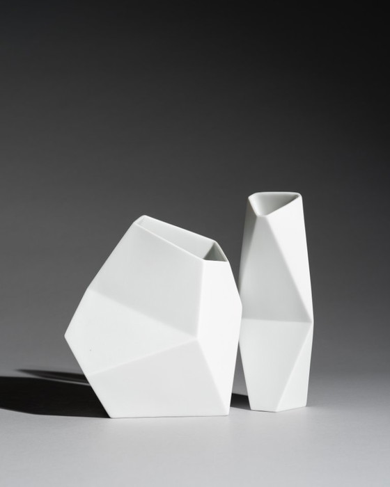 Image 1 of Rosenthal Bisque Porcelain Vase DUO by Achim Haigis Sculptural & Geometrical