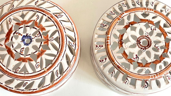 Image 1 of Kunsthandwerkliche Wandleuchte Terrakotta Zentrum Blau