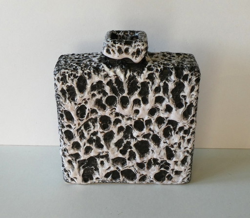 Solifleur vase by Scheurich, Fat Lava in black and white, 1950-1960s